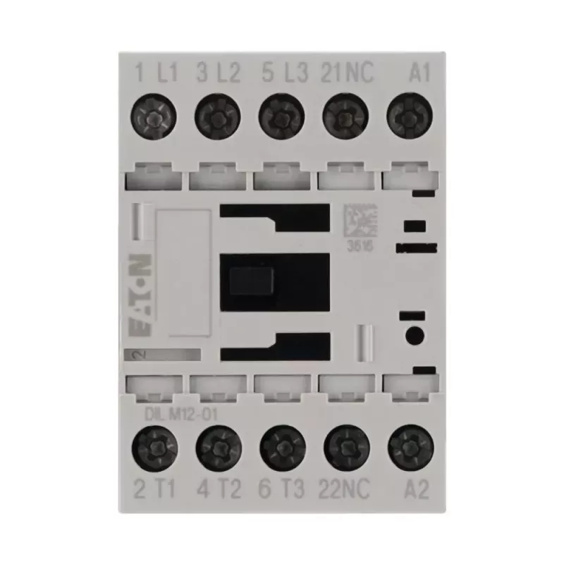 Eaton DILM12-01 3 polių variklio kontaktorius, 230 V AC / 240 V AC ritė, 12 A, 1 NC pagalbinis kontaktas 276865