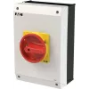 Eaton P3-63/I4/SVB/HI11 3 polių pagrindinis jungiklis-atjungiklis, 63 A, 690 V AC, raudona/geltona sukama rankena, IP65 207348