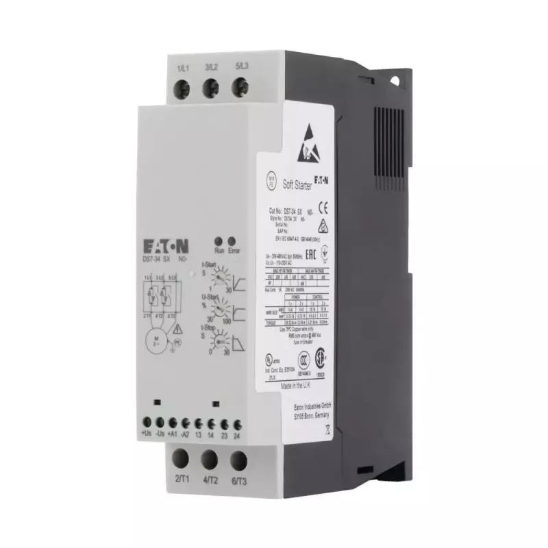 Eaton DS7-340SX016N0-N Švelnaus paleidimo starteris, 16 A, 200-480 V AC, 3 fazių, 7,5 kW prie 400 V 134912