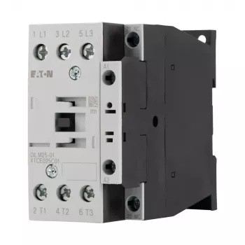 Eaton DILM25-01(RDC24) 3 polių kontaktorius, 24 V DC ritė, 25 A AC-3, 1 NC pagalbinis kontaktas, IP00, juodas/baltas 277178