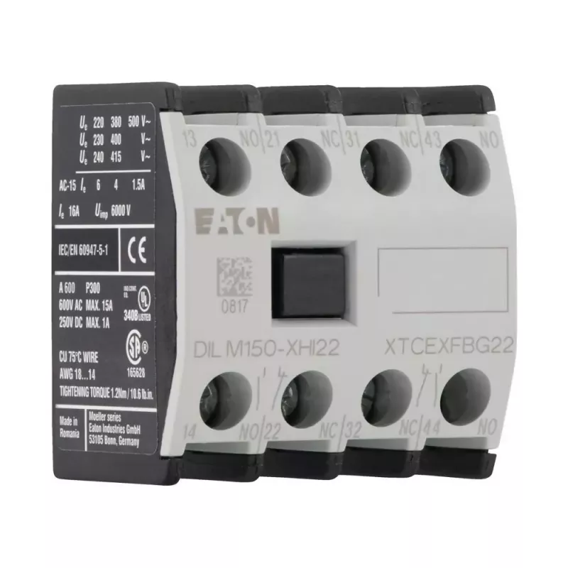 Eaton DILM150-XHI22 pagalbinis kontaktų blokas, 2NO+2NC, priekinio montavimo, varžtiniai gnybtai 277950