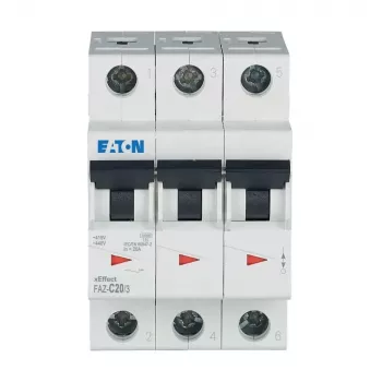 Eaton FAZ-C20/3 miniatiūrinis automatinis jungiklis, 3 polių, 20 A, C tipo, 10 kA 278874