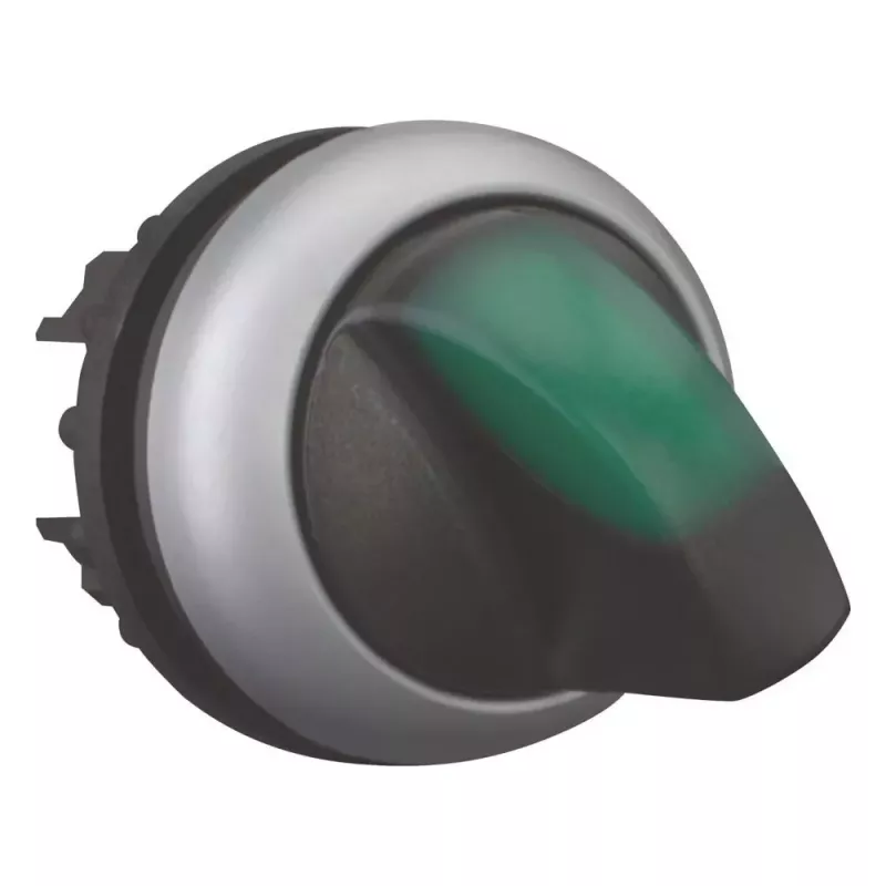 Eaton M22 sukamasis perjungiklis, 3 padėčių, fiksuojamas, juoda rankenėlė su sidabriniu apvadu 284395