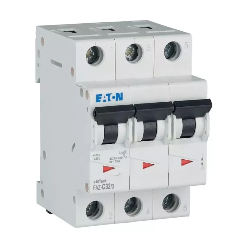 Eaton FAZ-C32/3 automatinis jungiklis C tipo, 32 A, 3 polių, 10 kA, DIN bėgiui 278876