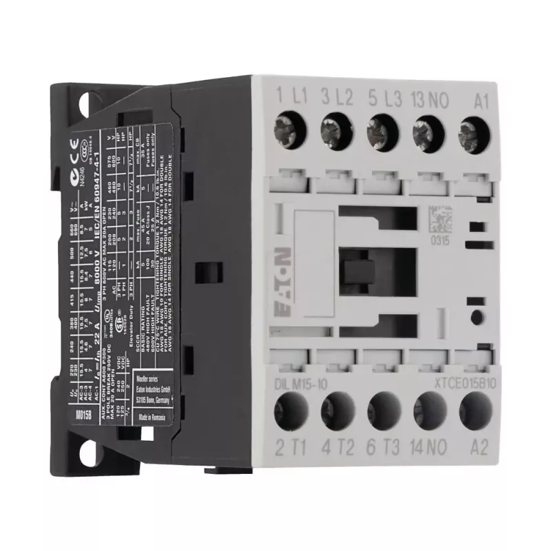 Eaton DILM15-10 galios kontaktoriuss, 3 polių, 230 V AC 50 Hz / 240 V AC 60 Hz ritė, 1 NO pagalbinis kontaktas, 15 A 290058