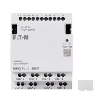 Eaton EASY-E4-UC-16RE1P išmaniosios relės plėtimo modulis, 8 skaitmeniniai įėjimai, 8 relių išėjimai, DIN bėgelis 197511