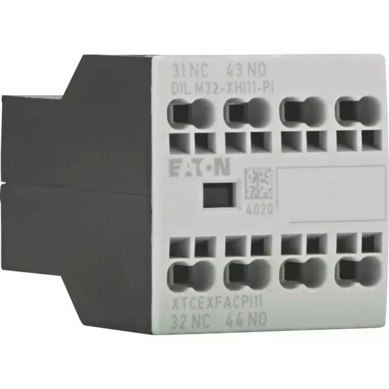 Eaton DILM32-XHI11-PI pagalbinis kontaktų blokas, 1 NO + 1 NC, 4 A, priekinio montavimo, skirta DILM7-DILM32 kontaktoriams 199309