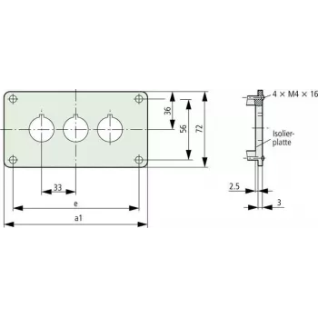 Eaton M22-E3Q aliumininis valdymo pulto korpusas, pilkas, 3 išpjovos, IP65 216544