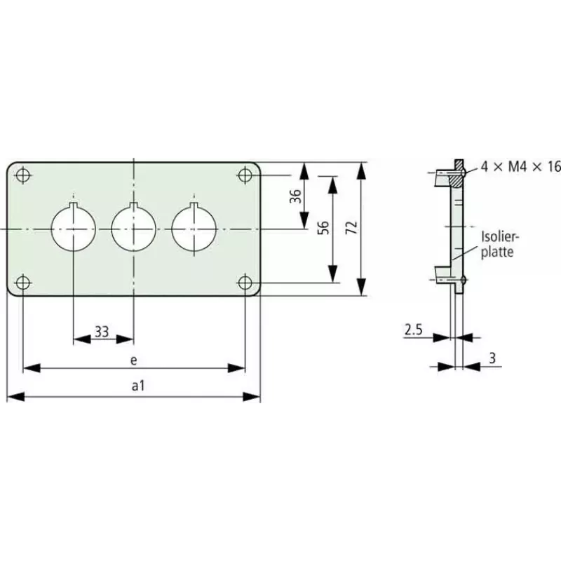 Eaton M22-E3Q aliumininis valdymo pulto korpusas, pilkas, 3 išpjovos, IP65 216544