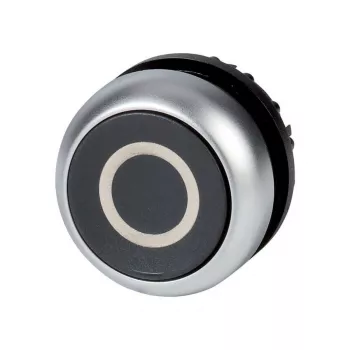 Eaton M22-D-S-X0 mygtuko aktuaratorius, juodas, plokščias, momentinis, metalinis priekinis žiedas, 22,5 mm 216609