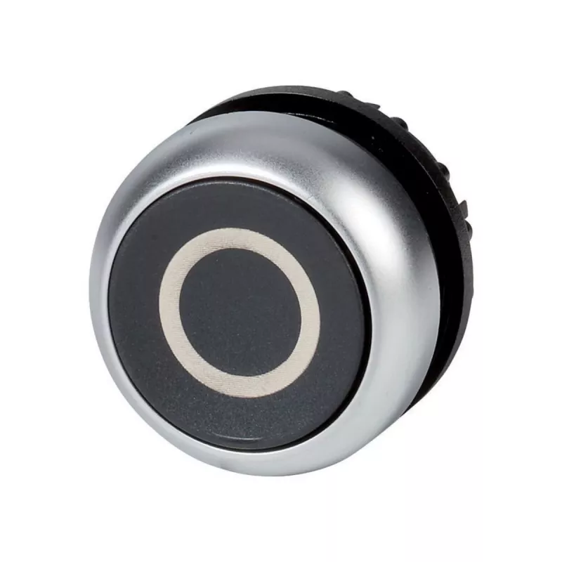 Eaton M22-D-S-X0 mygtuko aktuaratorius, juodas, plokščias, momentinis, metalinis priekinis žiedas, 22,5 mm 216609