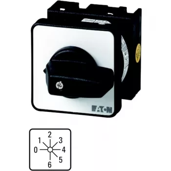Eaton T0-3-8244/E valdymo jungiklis, 7 padėčių, 6,5 kW, 3 polių, juoda rankena