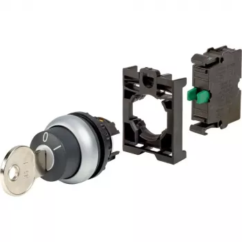 Eaton M22-WS-K10-BVP raktu valdomas perjungiklio aktuatas, 2 padėtys, fiksuojamas, juodas plastikinis priekinis žiedas, raktas K10, 22,5 mm 110921