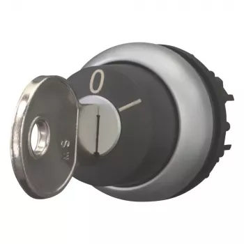Eaton M22-WRS-MS2 raktinis pasukimo jungiklis, 2 padėtys, fiksuojamas, titano spalvos priekinis žiedas, MS2 raktas, 22,5 mm montavimas 111778