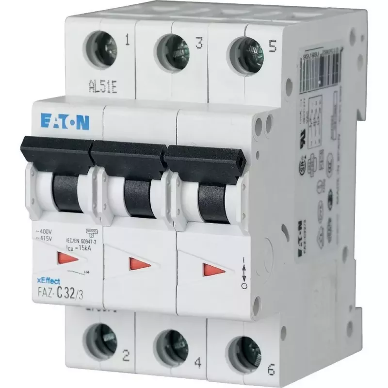 Eaton FAZ-C6/3 6 A 3 polių C charakteristikos automatinis jungiklis (MCB), 6 kA 278867