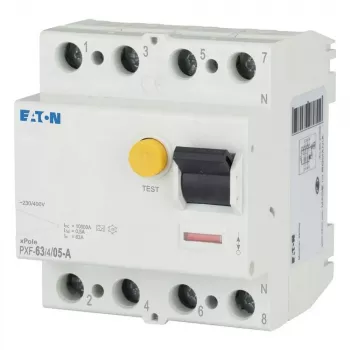 Eaton PXF-63/4/05-A liekamosios srovės apsauginis automatinis jungiklis (RCCB), 4 polių, 63 A, 50 mA, A tipo 236805