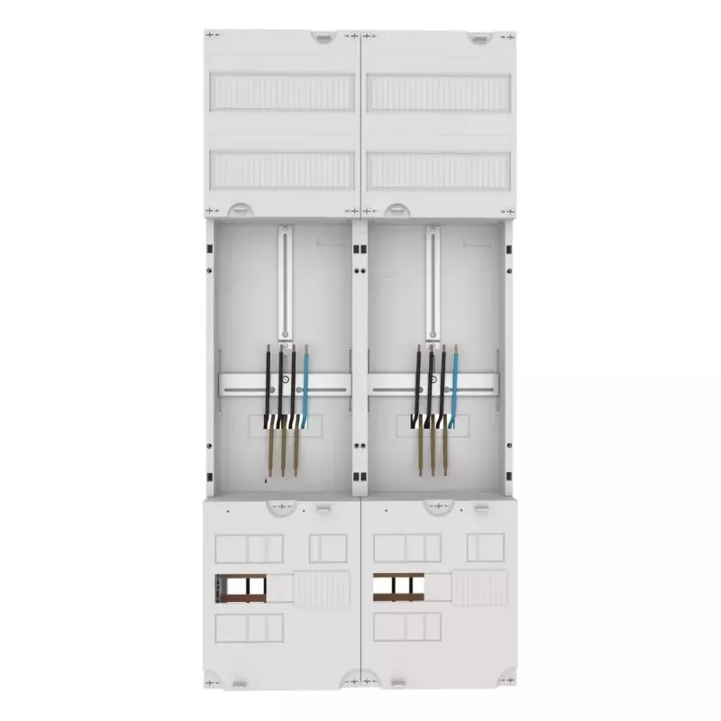 Eaton ZSD-Z27A1332 skaitiklio laukas su skirstomuoju skydu, 1 skaitiklio vieta, 1 skirstymo laukas, 63 A, 5 polių šyninė sistema, 7 eilės, 12 TE eilėje, iš anksto sujungta 260411