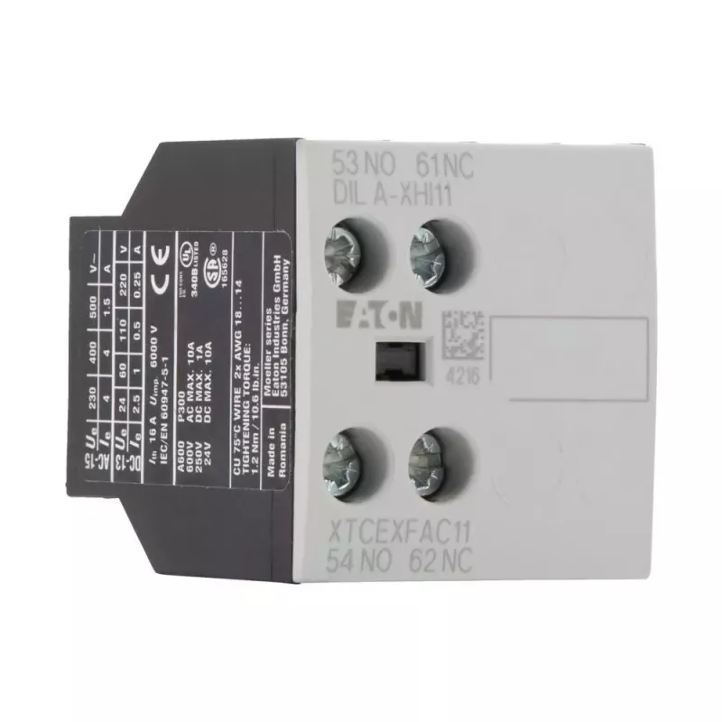 Eaton DILA-XHI11 pagalbinis kontaktų blokas - 1NO+1NC, varžtiniai gnybtai, priekinis montavimas, 690V 276421
