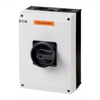 Eaton P3-100/I5/SVB-SW/HI11 3 polių pagrindinis jungiklis 100 A, paviršinio montavimo, IP65, raudona/geltona sukama rankena, užrakinamas, 1NO+1NC 207375