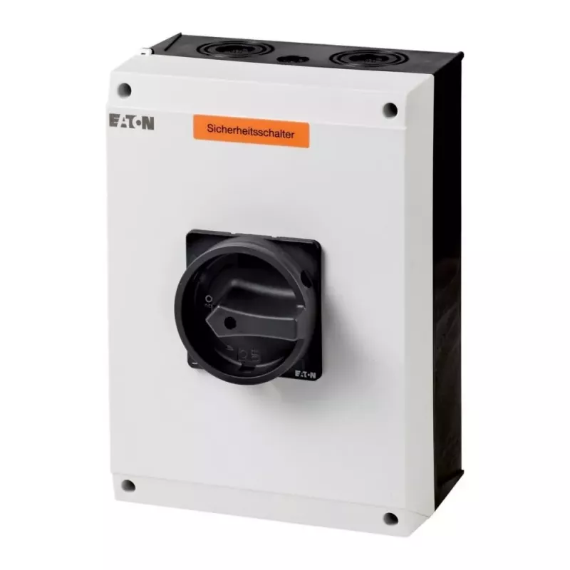 Eaton P3-100/I5/SVB-SW/HI11 3 polių pagrindinis jungiklis 100 A, paviršinio montavimo, IP65, raudona/geltona sukama rankena, užrakinamas, 1NO+1NC 207375