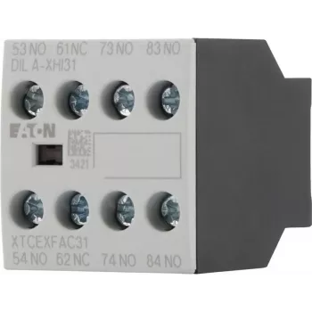 Eaton DILA-XHI31 pagalbinis kontaktų blokas, 3 NO + 1 NC, varžtiniai gnybtai, priekinis montavimas, juodas/baltas 276427