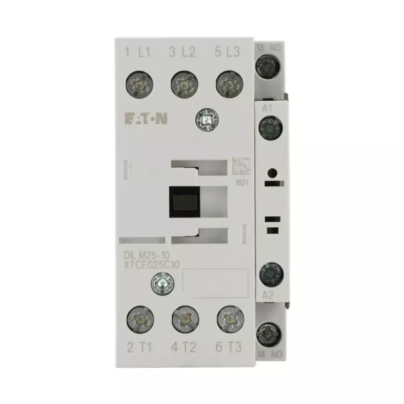 Eaton DILM25-10 24V 50Hz 3 polių galios kontaktorius, 25 A AC-3, 11 kW, 1 NO pagalbinis kontaktas, varžtiniai gnybtai, DIN bėgio montavimas, IP00 277119