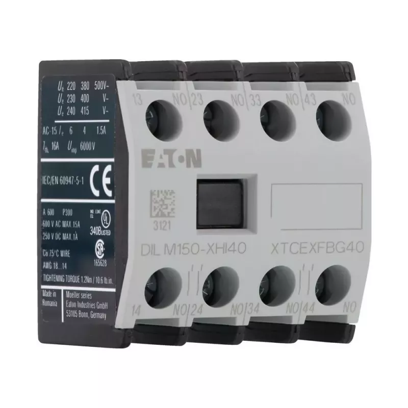 Eaton DILM150-XHI40 pagalbinis kontaktas 4NO, priekinio tvirtinimo, DILM kontaktoriams 277948