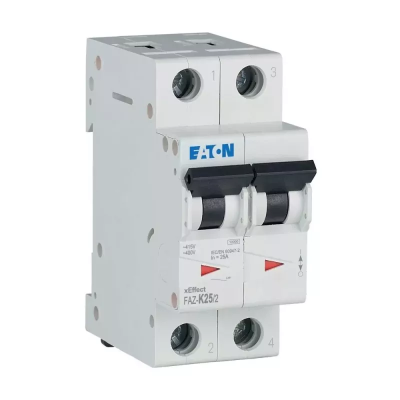 EATON FAZ-K25/2 automatinis grandinės pertraukiklis (MCB), K charakteristika, 25 A, 2 polių, 10 kA 278800