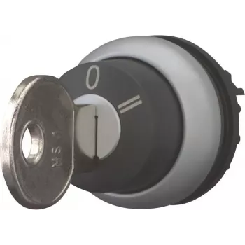 Eaton M22-WRS3 raktu valdomas selektoriaus jungiklio aktorius, 3 padėčių fiksuotas, plastikinis juodas priekinis žiedas, 22,5 mm 216900