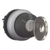 Eaton M22-WRS3 raktu valdomas selektoriaus jungiklio aktorius, 3 padėčių fiksuotas, plastikinis juodas priekinis žiedas, 22,5 mm 216900