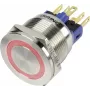 TRU COMPONENTS 1303040 GQ22S-11E/R/12V apsauginis nuo vandalizmo mygtukas su fiksacija, 1 NO, 250 V AC, 3 A, raudonas žiedinis apšvietimas 12 V DC, IP65, 22 mm montavimas