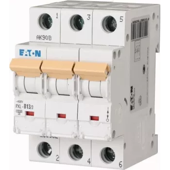 Eaton PXL-B13/3 automatinis grandinės pertraukiklis (MCB), 3 polių, 13 A, B charakteristika, 10 kA, DIN bėgiui 236382