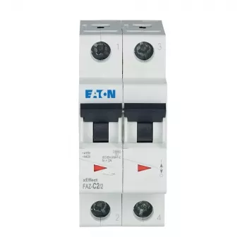 Eaton FAZ-C2/2 automatinis grandinės pertraukiklis (MCB), 2 A, 2 polų, C charakteristikos, 230/400 V AC, 10 kA 278748