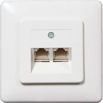 SHIVERPEAKS ISDN sieninė rozetė, 2 x RJ45 lizdai, įleidžiama, perjungiamas terminavimo rezistorius, balta 69989