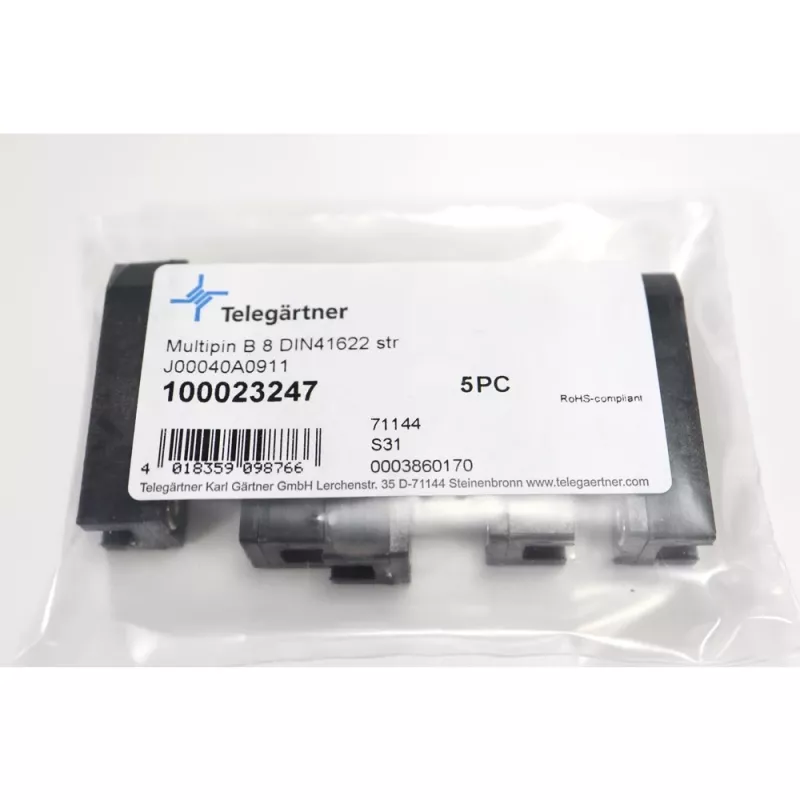 Telegärtner DIN 41622 Type B 8 asimetrinė 8 kontaktų PCB lizdinė jungtis, litavimo prijungimas J00040A0911