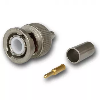 Telegärtner BNC crimp plug 50 omų, skirtas RG-58 C/U, G01 Professional, nikelis/auksas, 250 vnt. J01000A1255S