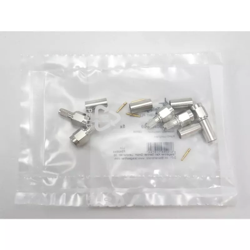 Telegärtner SMA jungtis, tiesus kištukas, 50 omų, crimp/solder, skirta RG-58, RG-142, RG-223, LMR-240, J01150A0049