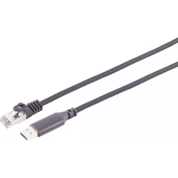 S CONN MAXIMUM CONNECTIVITY USB-A LAN adapterio kabelis 1G, USB Type-A į RJ45, aliuminis, juodas, 1,5 m (14-52155)