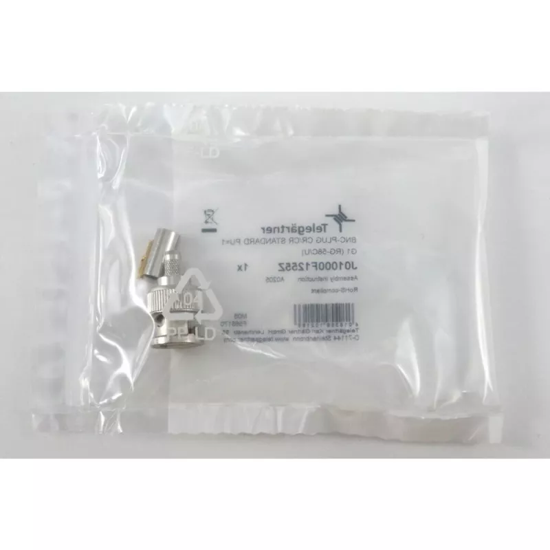 Telegärtner BNC kabelio kištukas Crimp G01 50 Ohm, Crimp/Crimp, Standard, A0205, G01 (RG-58 C/U), YR23092 Belden - 1 vnt. (J01000F1255Z)