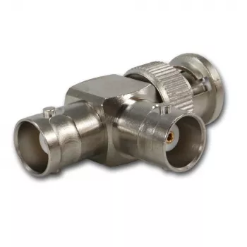 Telegärtner BNC T-adapteris, BNC kištukas į 2x BNC lizdą, 50 Ohm, nikelis/auksas J01004A0616