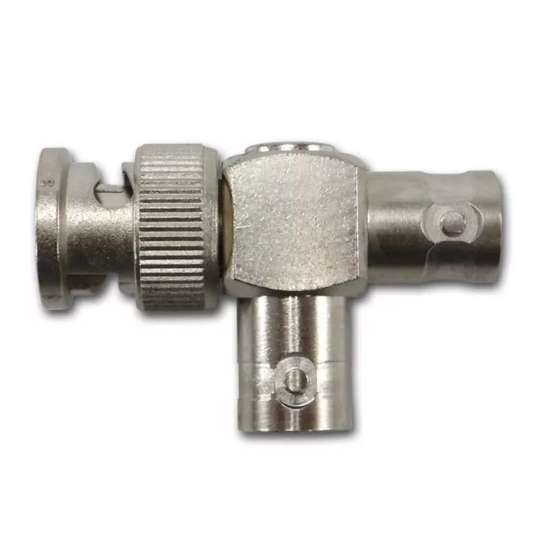 Telegärtner BNC T-adapteris, BNC kištukas į 2x BNC lizdą, 50 Ohm, nikelis/auksas J01004A0616