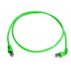 Telegärtner MP8 FS 500 Cat.6a SFTP komutacinis kabelis, RJ45 į RJ45, 2m, žalias, 90° jungtys, be halogenų L00001A0156