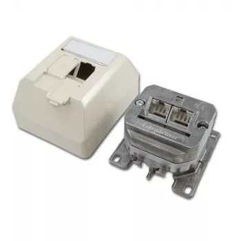 Telegärtner Cat.6 ekranuota RJ-45 tinklo sieninė rozetė, perlamutrinė balta