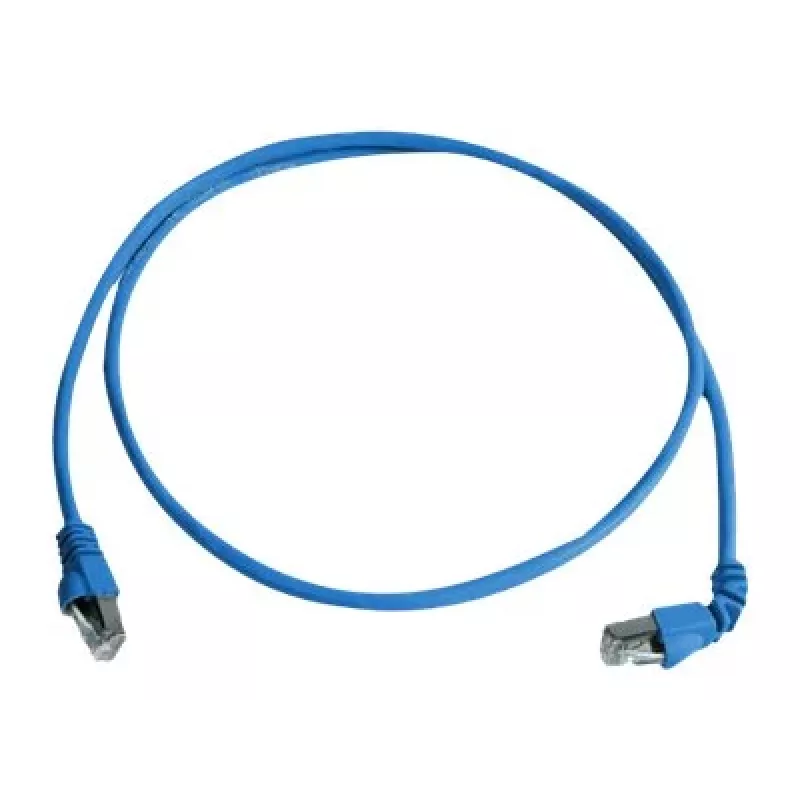 Telegärtner S/FTP Cat 6A komutacinis kabelis, PiMF, 1,0 m, mėlynas, vienas kampuotas RJ45, LSZH, 10 Gbps L00000A0198