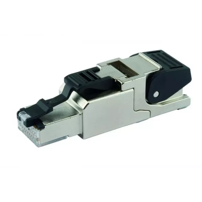 Telegärtner J00026A2113 RJ45 Cat.6A lauko montavimo kištukas, ekranuotas, IP67, nerūdijantis plienas, juodas