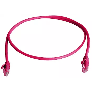 TELEGÄRTNER 100008051 CAT 6 U/UTP RJ45 komutacinis kabelis, 0,5 m, raudonas, atsparus liepsnai, su apsauga nuo perlenkimo