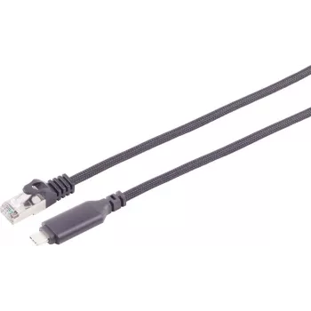 S CONN MAXIMUM CONNECTIVITY USB-C LAN adapterio kabelis 1G, USB Type C į RJ45, aliuminis, juodas, 5m (14-51055)