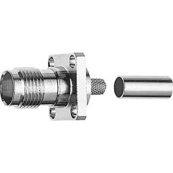 Telegärtner TNC lizdas su flanšu, 50 omų, crimp/crimp, RG-58 C/U kabeliui, nikelis/auksas, 1 vnt. J01011A0045