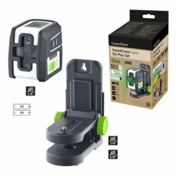 Laserliner SmartCross-Laser GX Plus Set žalios spalvos kryžminio linijinio lazerio rinkinys, maks. nuotolis 40 m (036.732E)