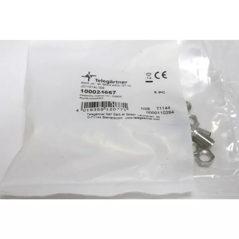 Telegärtner SMA lizdas korpusinis crimp jungtis RG-316/U, nikeliuota, 5 vnt. (J01151A0009)